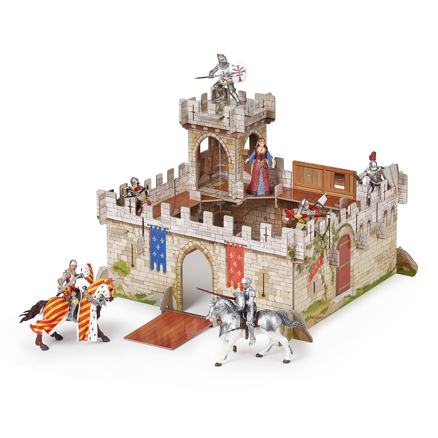 papo-medieval-ch-teau-du-prince-philippe-jouet-carton-pont-levis image 1