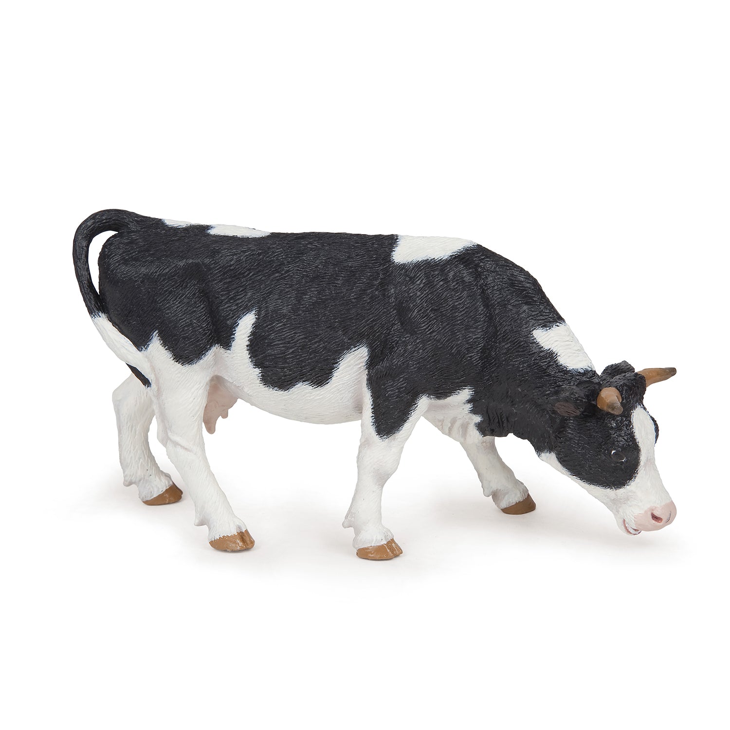 papo-farmyard-friends-vache-noire-et-blanche-figurine-broutant image 1