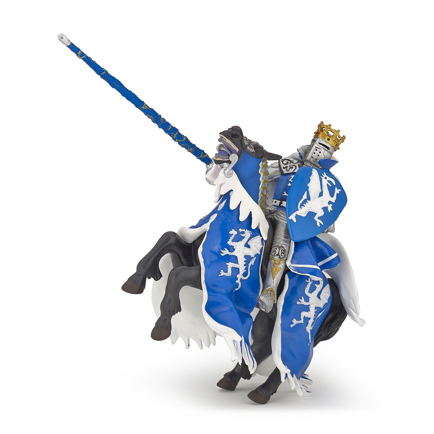papo-medieval-cheval-du-roi-dragon-bleu-figurine image 2