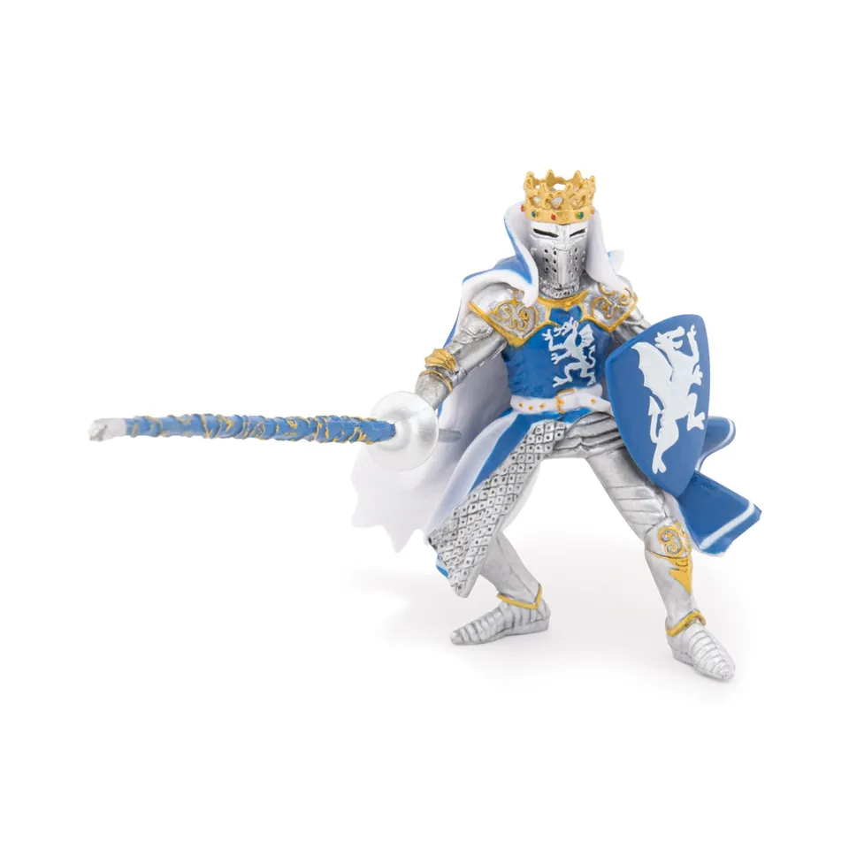 papo-medieval-roi-au-dragon-bleu-figurine-chevalier-armure-or image 1