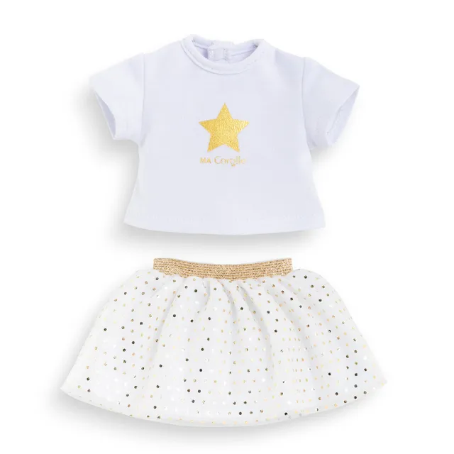 corolle-ma-corolle-ensemble-jupe-et-t-shirt-ivoire-or-36-cm image 1