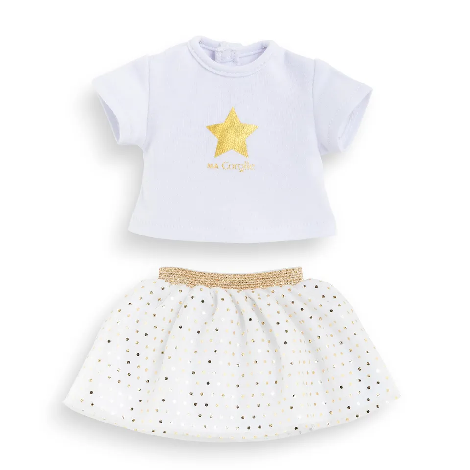 corolle-ma-corolle-ensemble-jupe-et-t-shirt-ivoire-or-36-cm image 1
