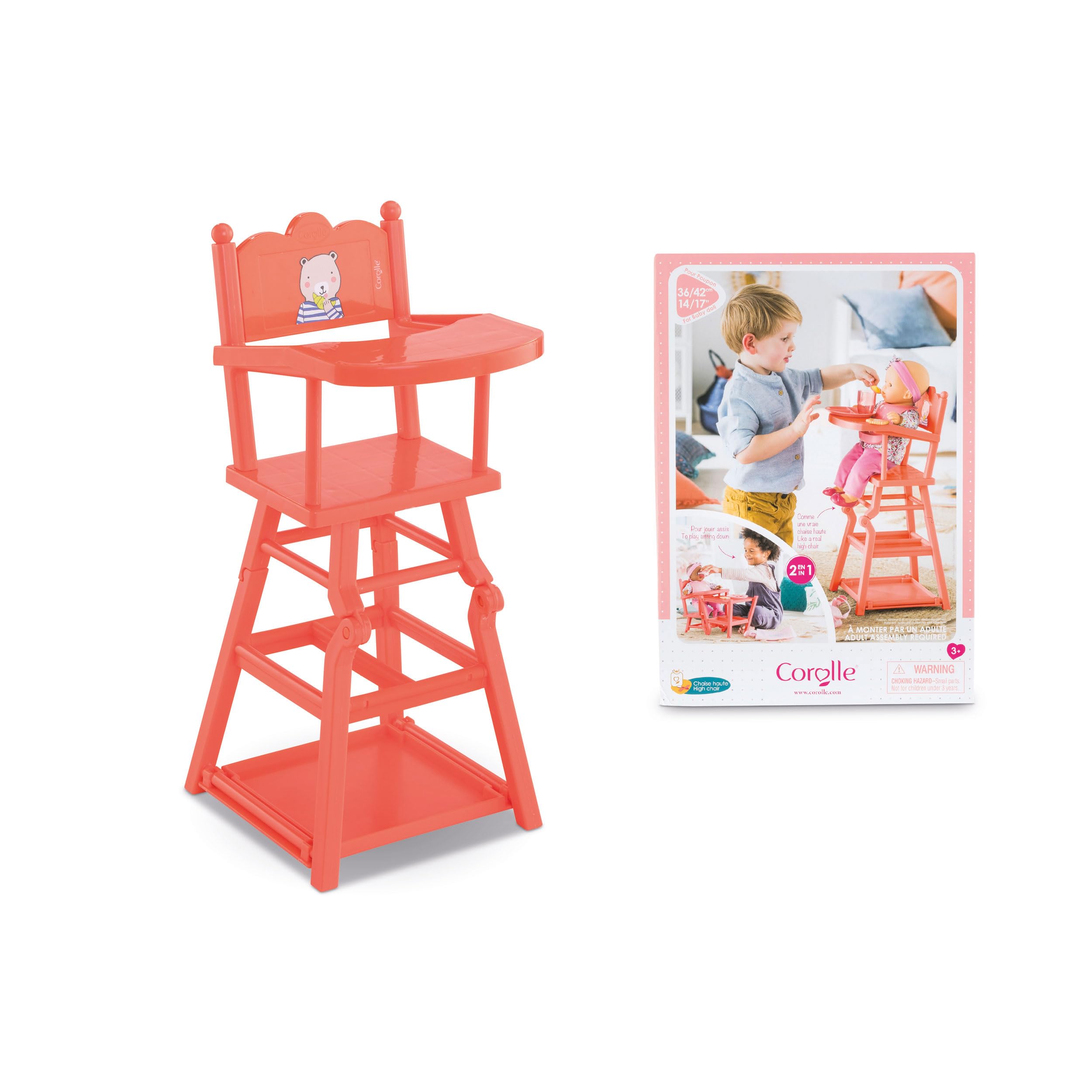 corolle-mon-grand-chaise-haute-accessoire-poupon-36-42cm-corail image 2