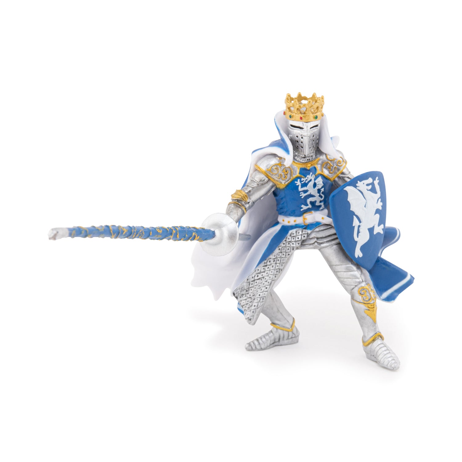 papo-medieval-roi-au-dragon-bleu-figurine-chevalier-armure-or image 1