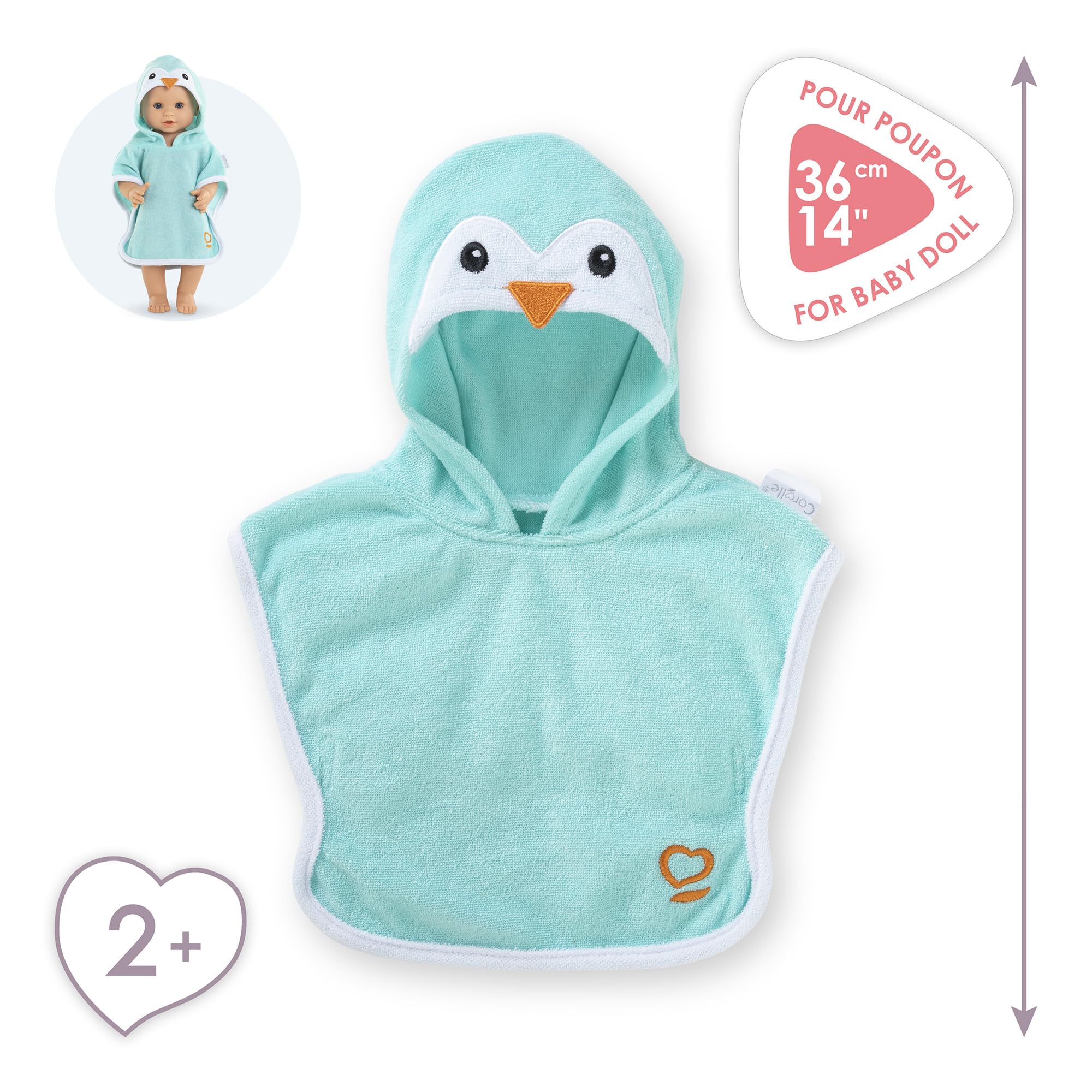 mon-grand-poupon-cape-de-bain-pingouin-v-tement-poupon-36cm image 2