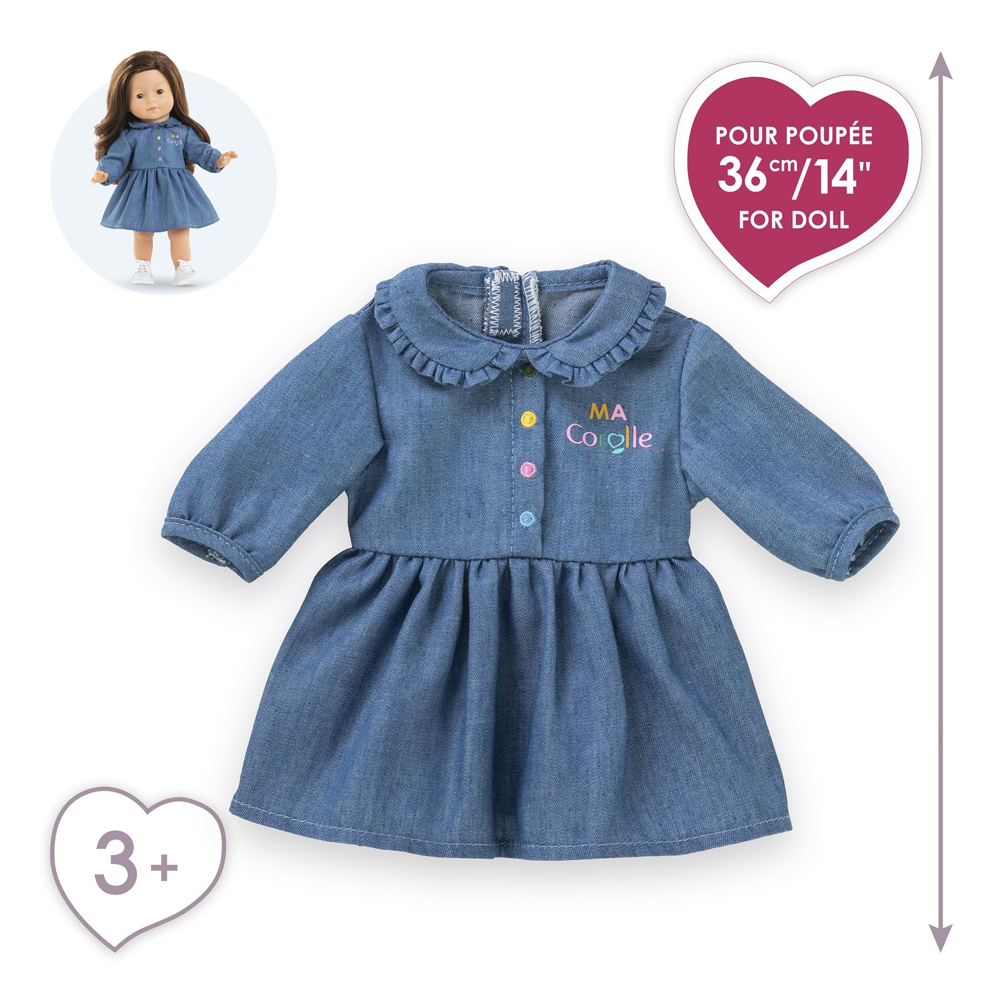 ma-corolle-robe-denim-manches-longues-v-tement-poup-e-36cm image 2