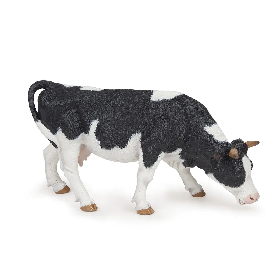 papo-farmyard-friends-vache-noire-et-blanche-figurine-broutant image 1