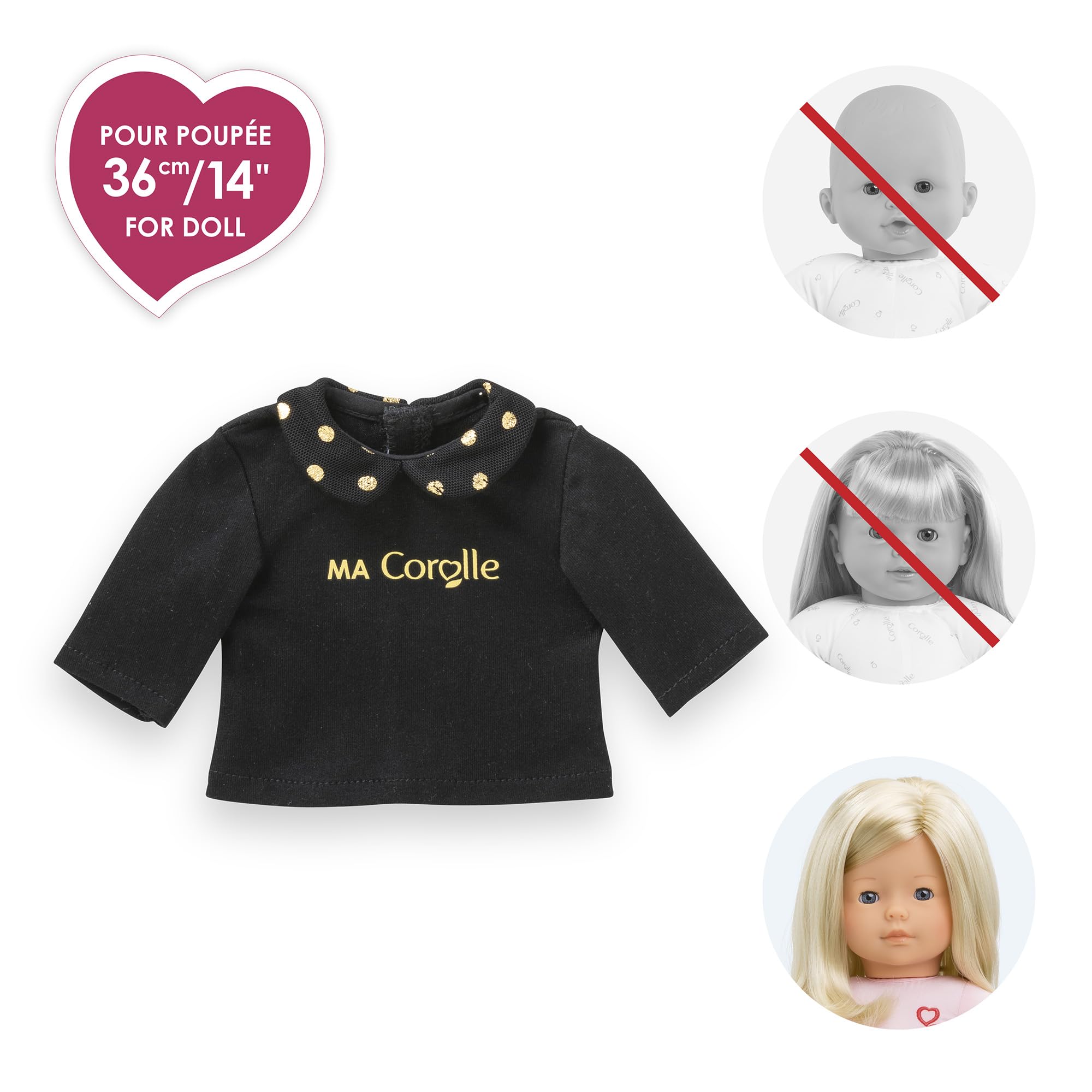 corolle-ma-corolle-t-shirt-noir-et-or-poup-e-36-cm image 3