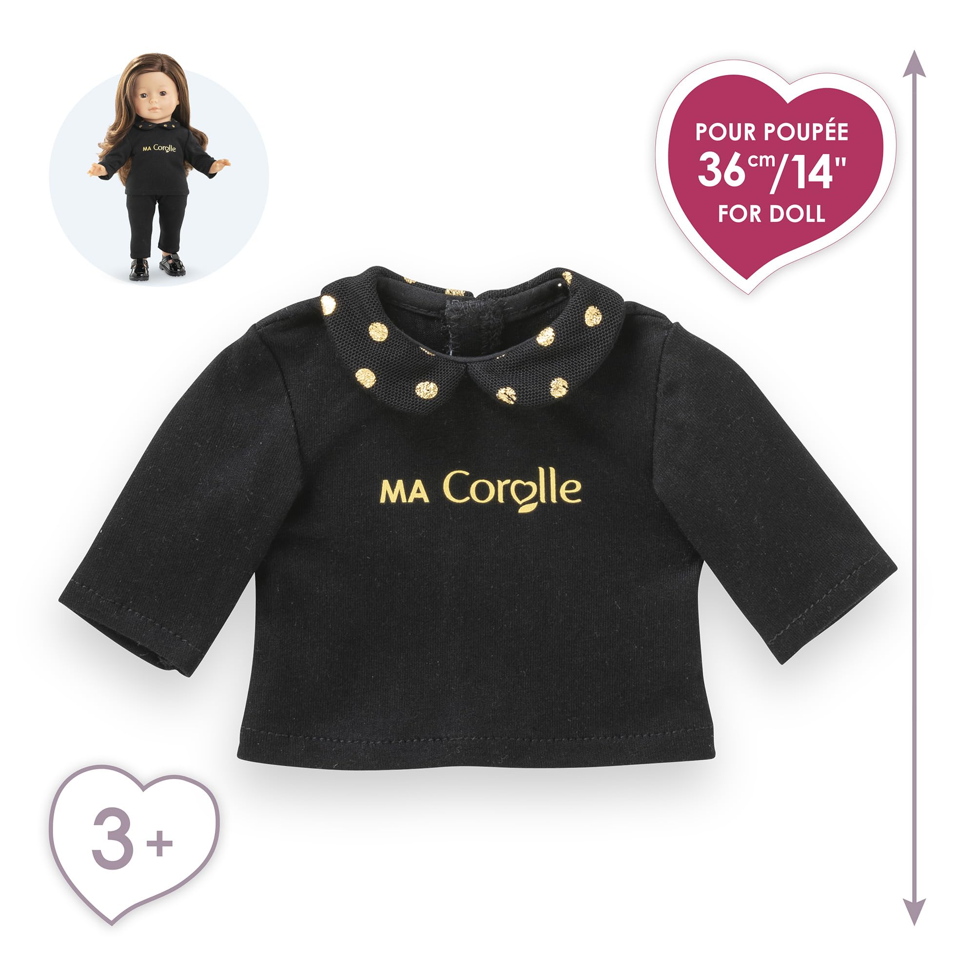 corolle-ma-corolle-t-shirt-noir-et-or-poup-e-36-cm image 2