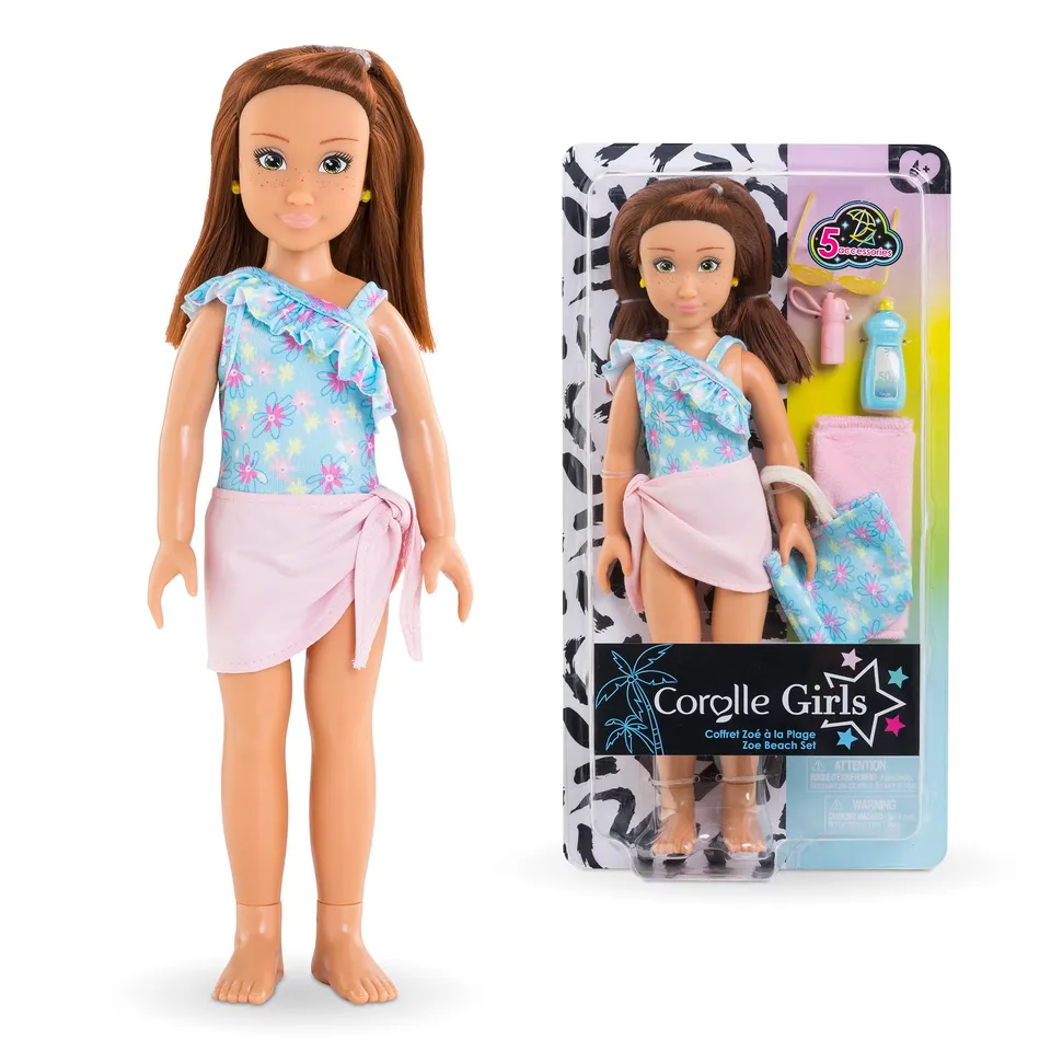 corolle-girls-coffret-zo-la-plage-poup-e-28cm-5-accessoires image 1