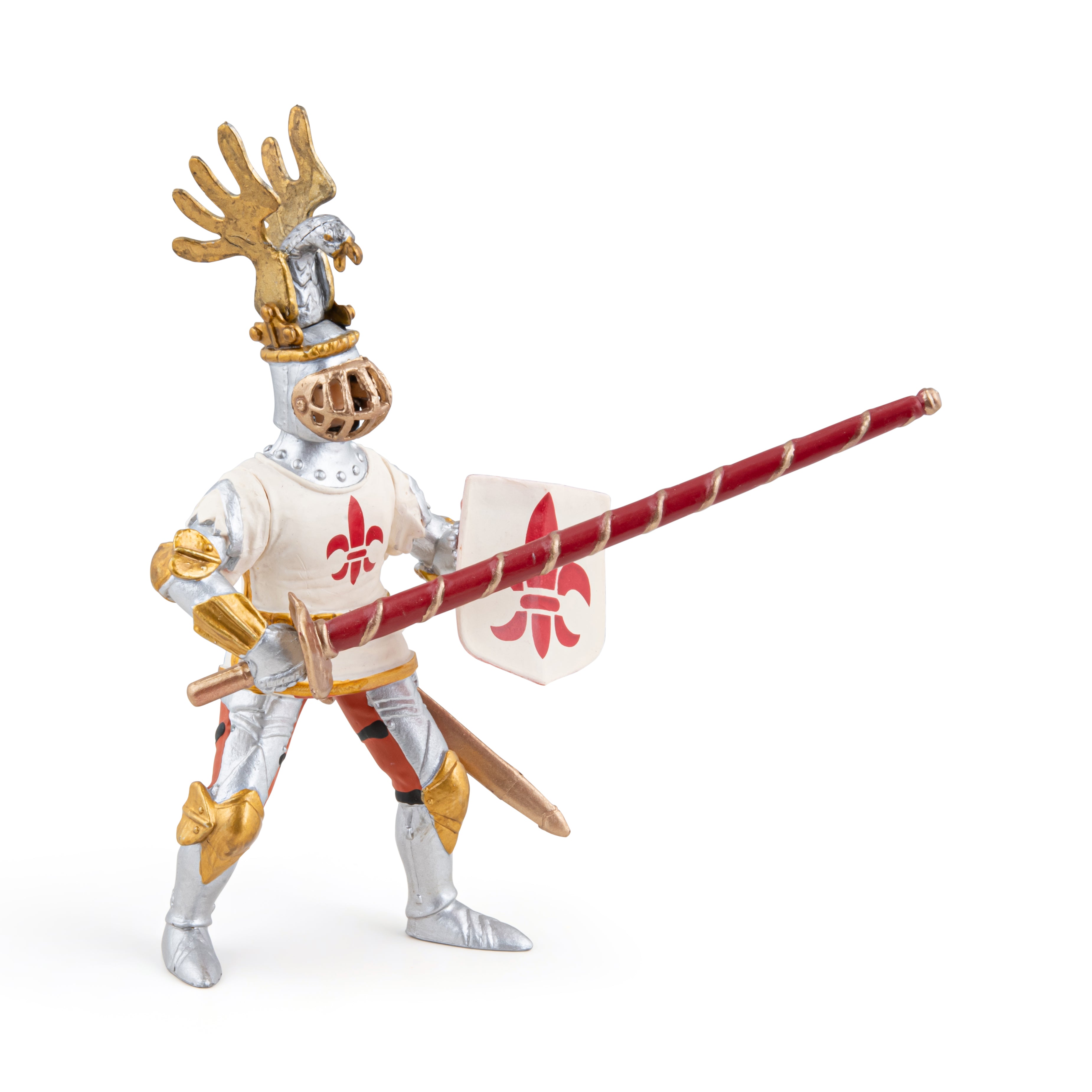 papo-medieval-chevalier-blanc-figurine-fleur-de-lys image 4