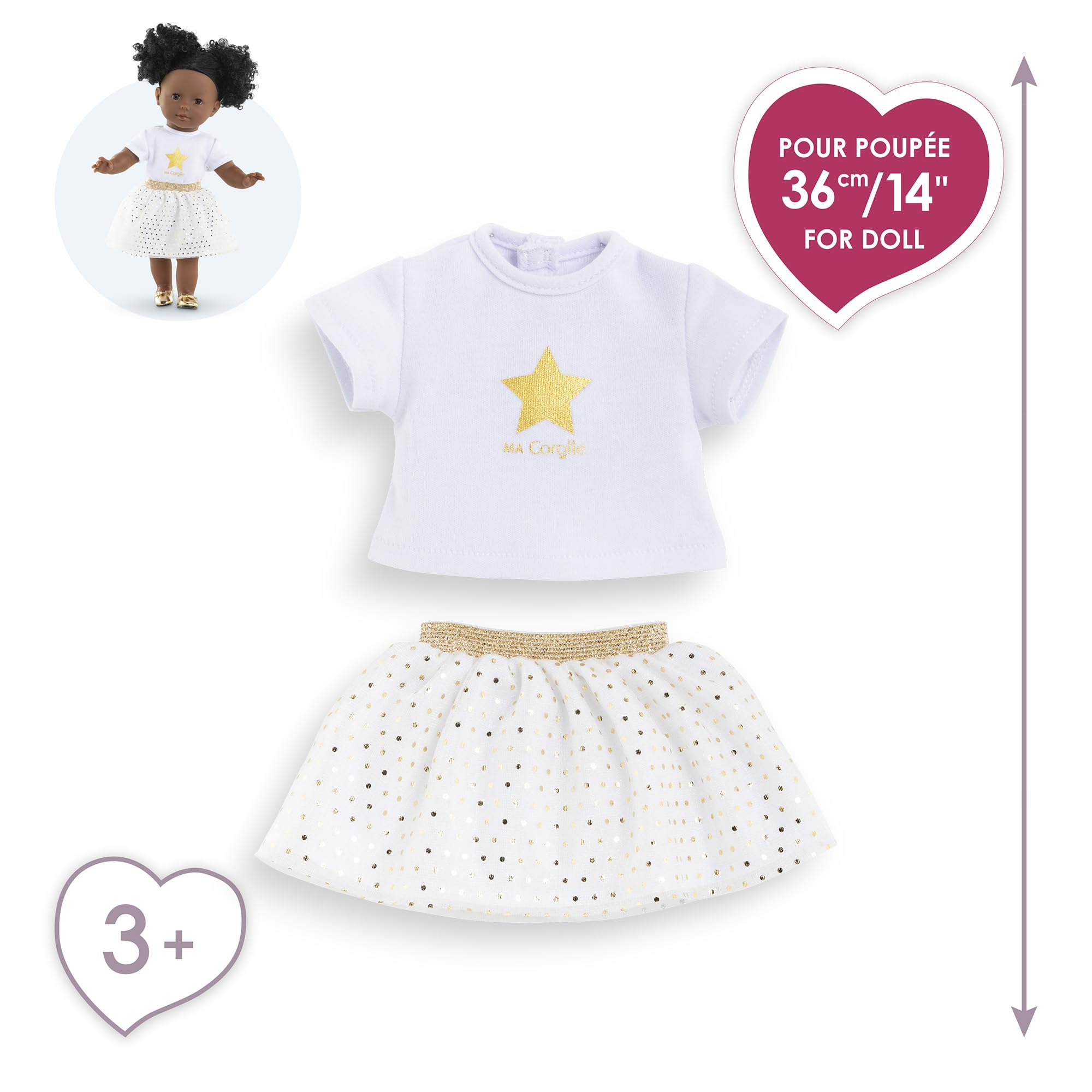 corolle-ma-corolle-ensemble-jupe-et-t-shirt-ivoire-or-36-cm image 2