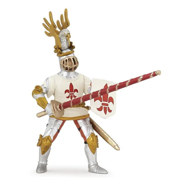 papo-medieval-chevalier-blanc-figurine-fleur-de-lys image 1