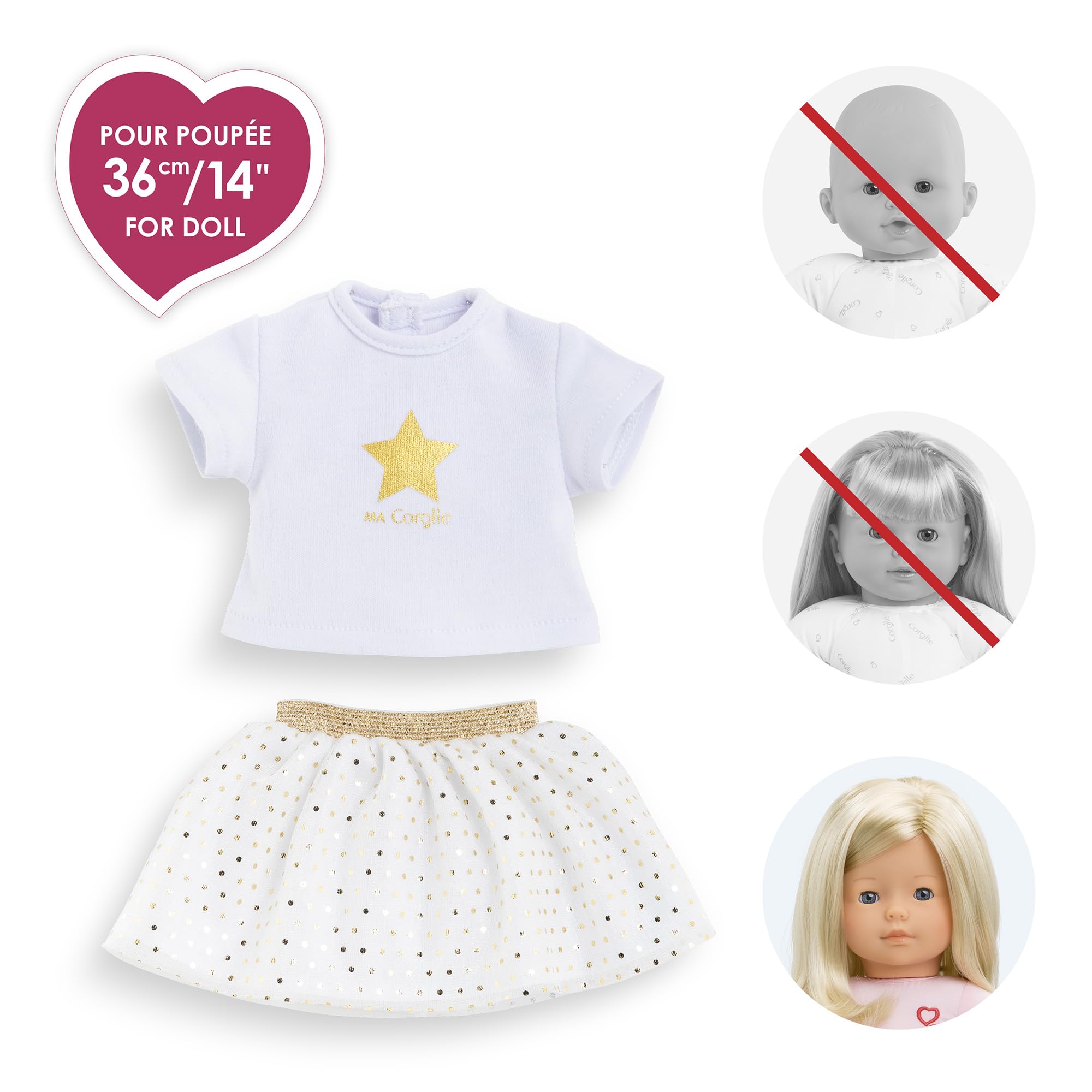 corolle-ma-corolle-ensemble-jupe-et-t-shirt-ivoire-or-36-cm image 3
