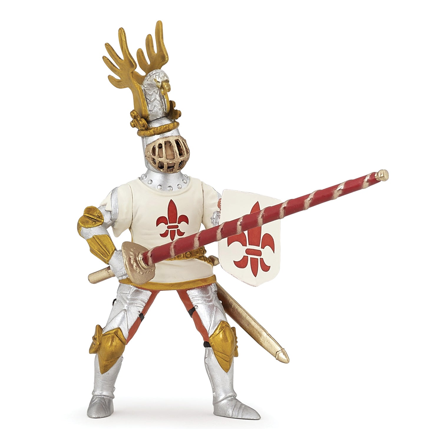 papo-medieval-chevalier-blanc-figurine-fleur-de-lys image 1