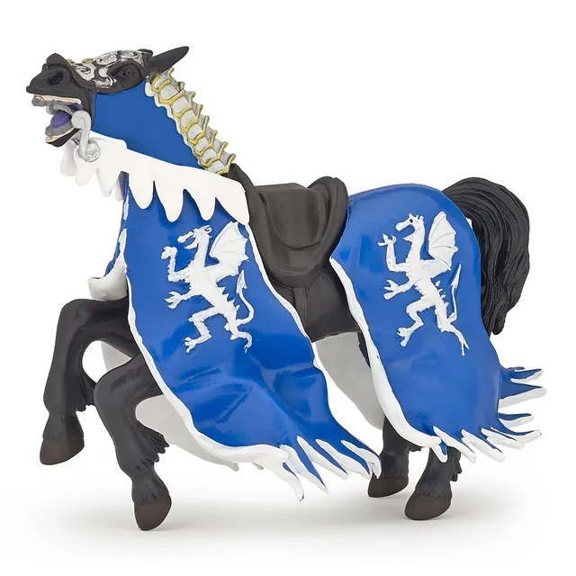 papo-medieval-cheval-du-roi-dragon-bleu-figurine image 1