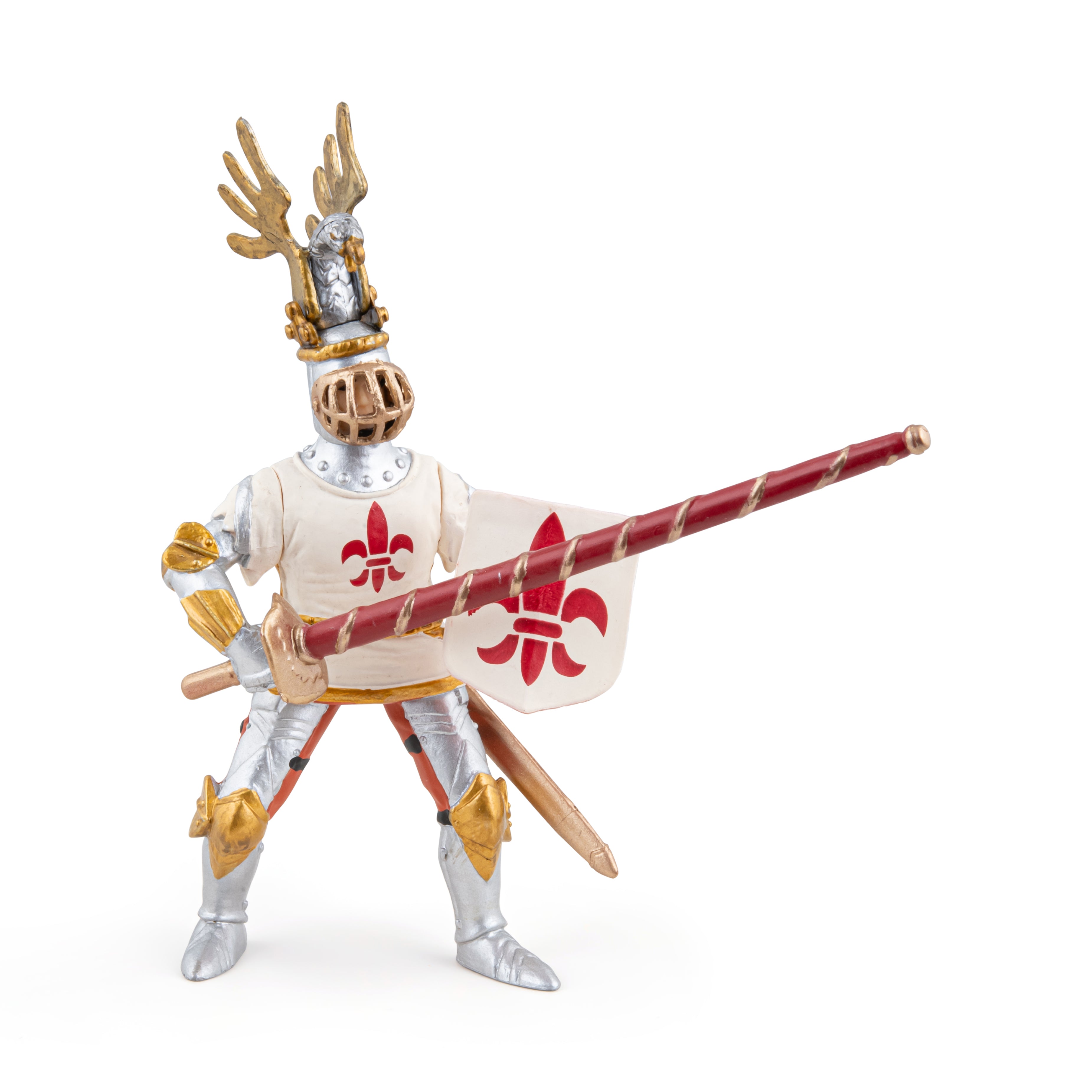 papo-medieval-chevalier-blanc-figurine-fleur-de-lys image 6
