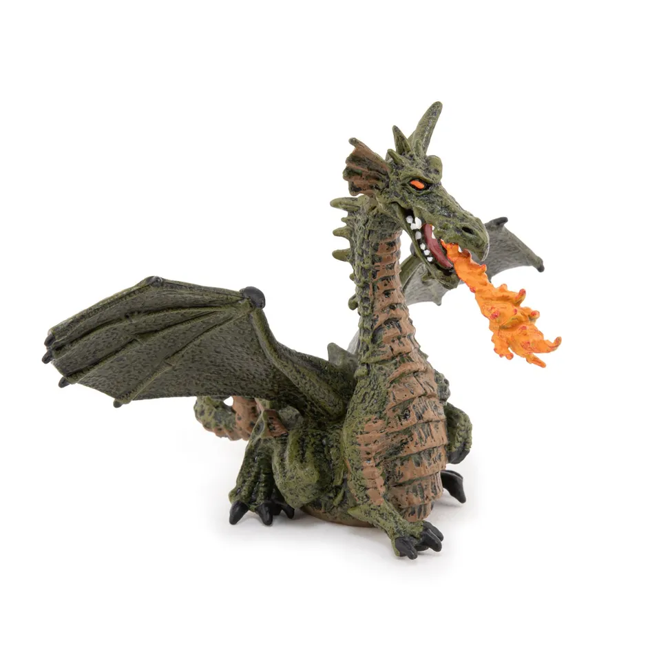 papo-the-enchanted-world-dragon-ail-vert-figurine-avec-flamme image 1