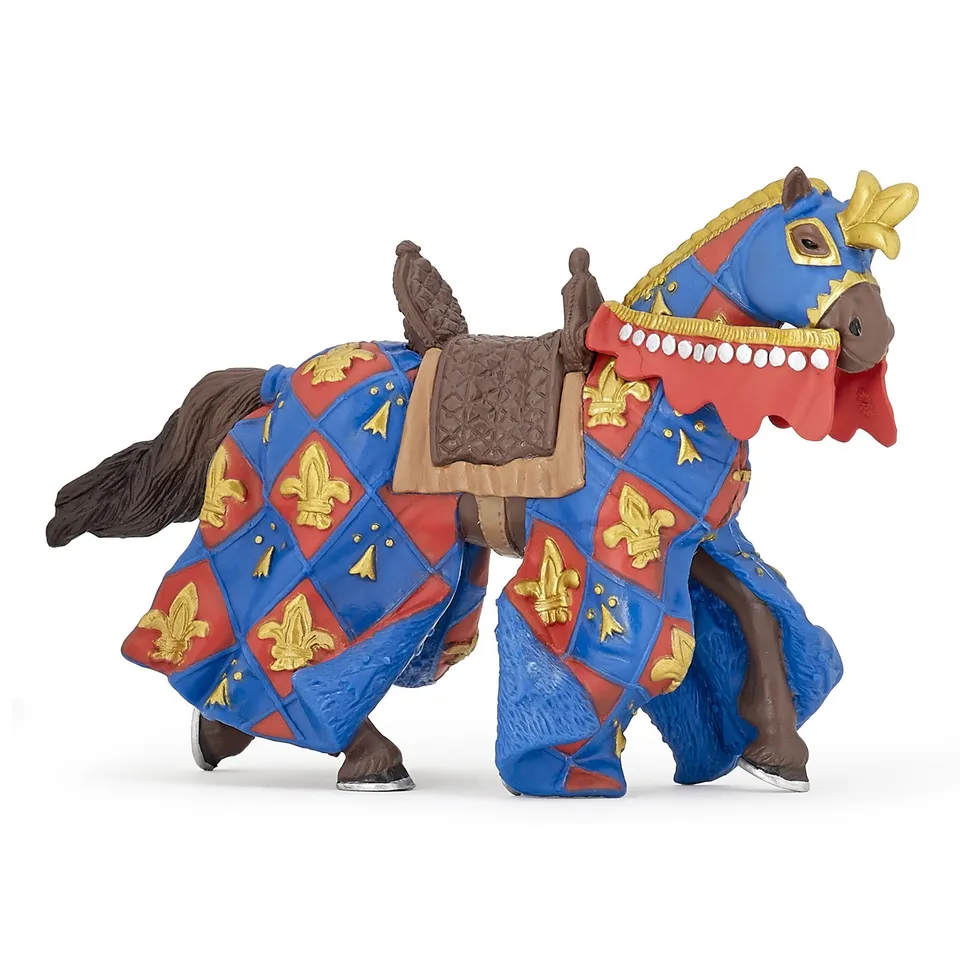 papo-medieval-cheval-bleu-fleur-de-lys-figurine-destrier image 1