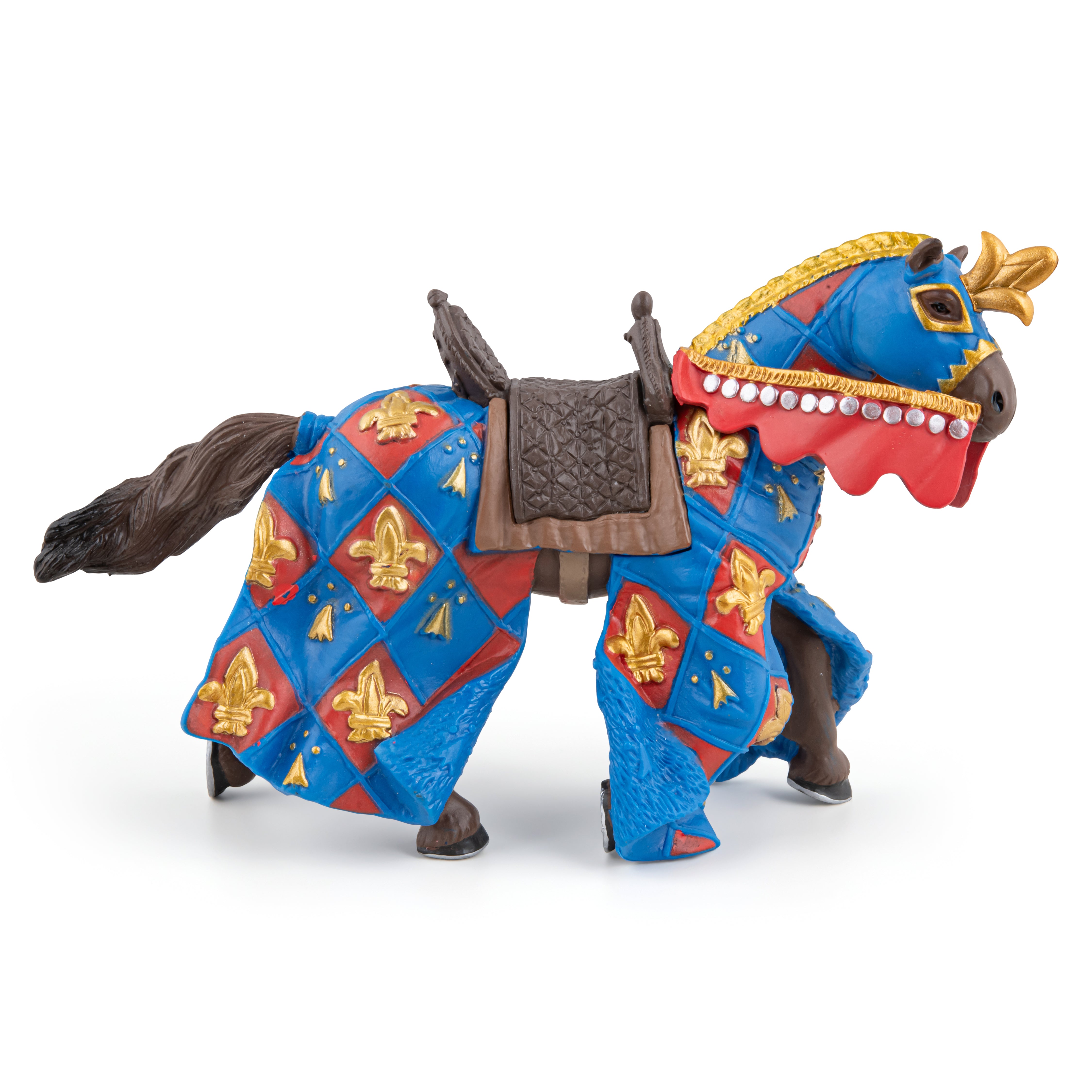 papo-medieval-cheval-bleu-fleur-de-lys-figurine-destrier image 2