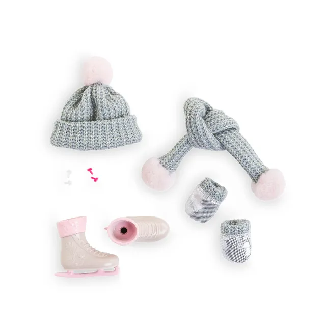 corolle-girls-ensemble-hiver-6-accessoires-poup-e-mannequin-gris-rose image 1