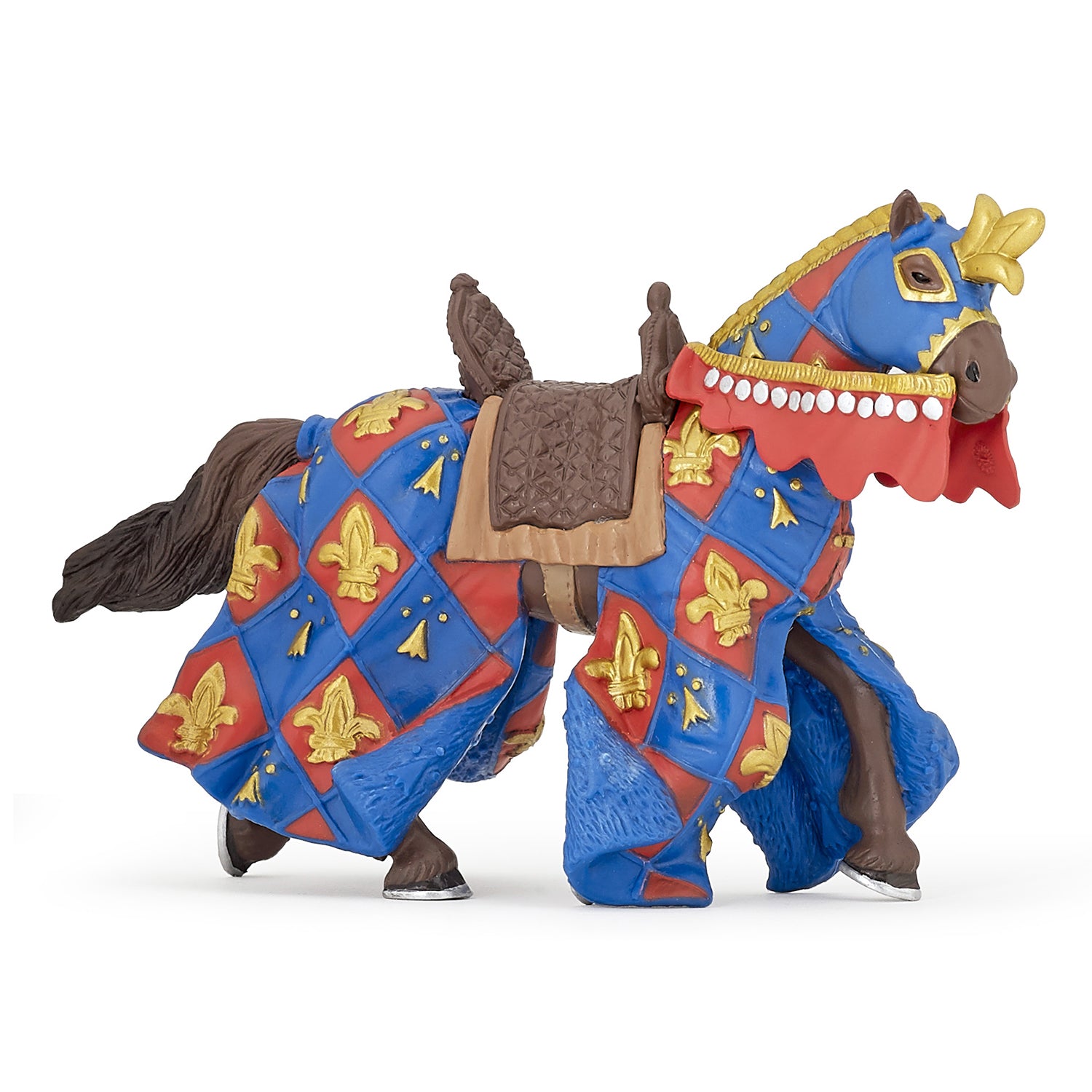 papo-medieval-cheval-bleu-fleur-de-lys-figurine-destrier image 1