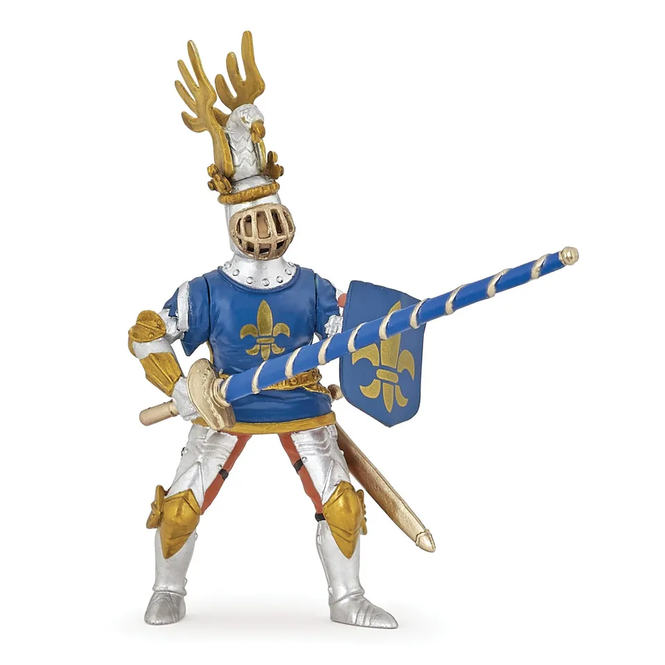 papo-medieval-chevalier-bleu-fleur-de-lys-figurine-ch-teau image 1