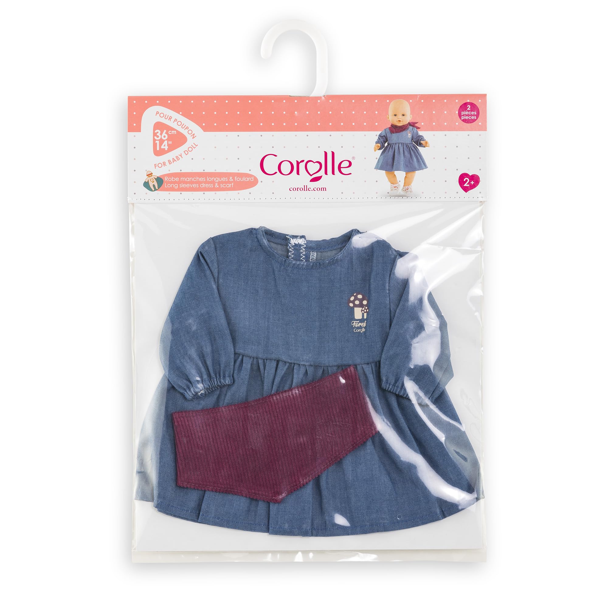 corolle-mon-grand-poupon-robe-jean-foulard-v-tement-poupon-36cm image 2