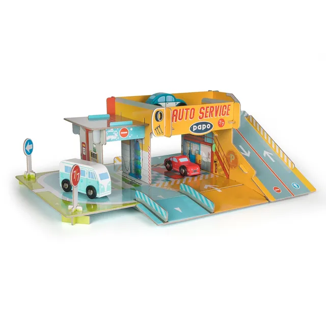 papo-city-le-garage-jouet-voitures-station-lavage image 1